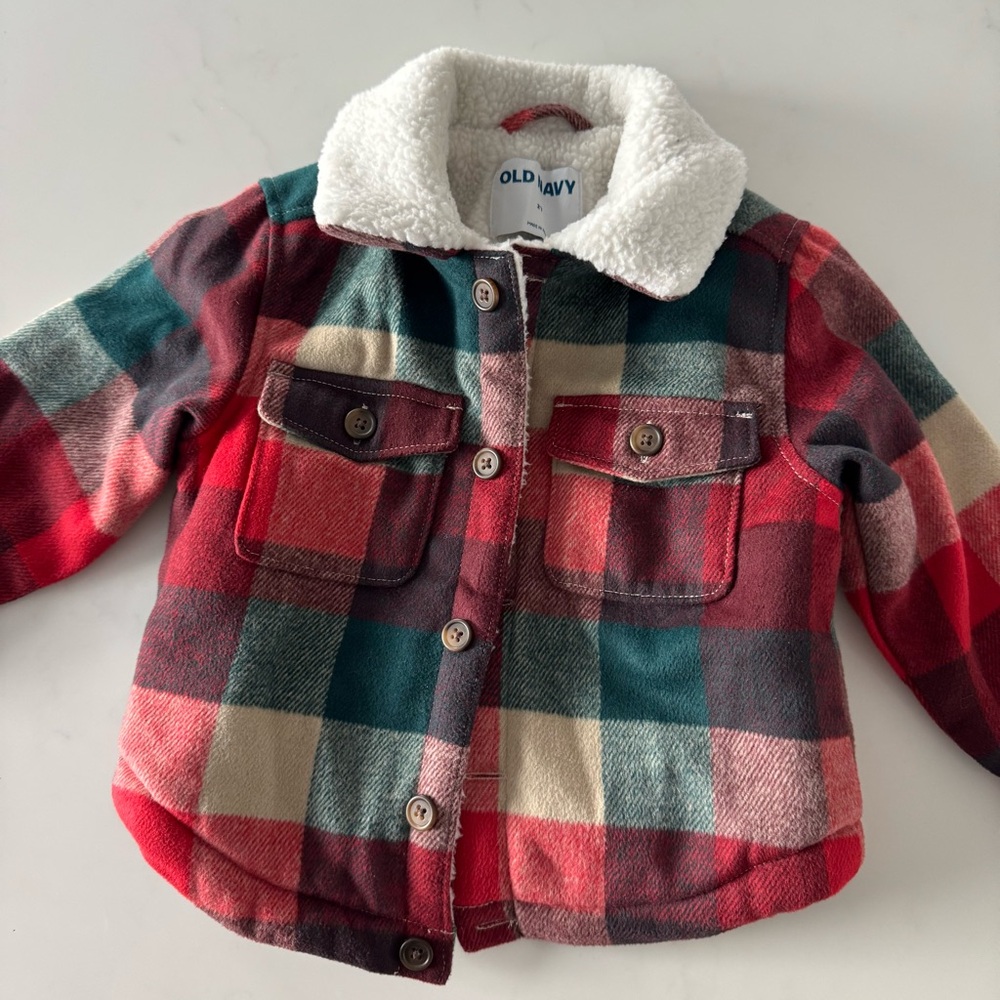 Red Plaid Sherpa Jacket • 2T